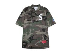 L Supreme S Logo Baseball Henley Woodland Camo