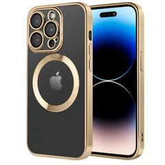 【在庫処分】Magsafe対応 米軍MIL規格取得 ケース 耐衝撃 スマホケース 指紋 用 黄変防止 カメラ保護 透明 Max 2023年新型 アイホン14pro max iPhone14Pro 用 6.7インチ (ゴールド)