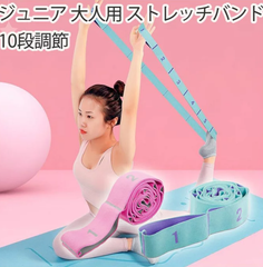 【訳あり】10段階調整ストレッチバンド　ブルー