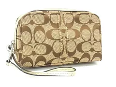 ■美品■ COACH コーチ シグネチャー キャンバス×レザー マルチポーチ マルチケース 小物入れ メンズ ベージュ系 DK0133