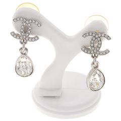 シャネル/CHANEL　ココマーク イヤリング　B21 K　メタル/ラインストーン　シルバー【中古】　B-157977