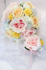✾ラウンドブーケ✾カラフル✾パステル✾結婚式✾ブートニアセット✾