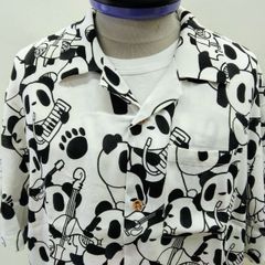 アロハシャツ　パンディエスタ　パンダ楽団　ホワイト　XL　Aloha shirt