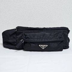 PRADA☆三角ロゴボディバッグ ウエストポーチ ブラック 白タグ 布製