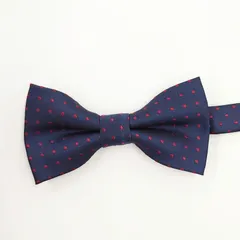 蝶ネクタイ　ネイビー　レッドドット　結婚式　新郎新婦　タキシード