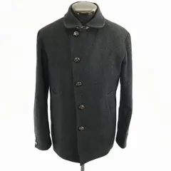 ナノユニバース★メルトンウール/マリンコート/アウター【S/暗グレー】チンストラップ/センターベント/内ポケット/シンプル/nano.universe◆BC45W