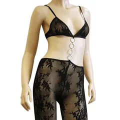 ボディストッキング 穴なし 全身網タイツ 全身タイツ セクシー コスプレ衣装 過激エロ オープンクロッチ 股開き 股あき ボディタイツ メッシュ スケスケ シースルー 大きいサイズ大きめ女装袖なしブラック黒Elegant Moments★2