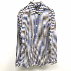古着 ギャップ GAP シャツ チェック レギュラーカラー 長袖 ポケット無し 綿100% M オフホワイト×ブルー×ブラウン 白系×青×茶色 メンズ 男性