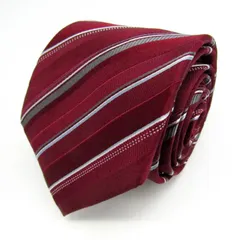 シャルル・ジョルダン ブランド ネクタイ シルク ストライプ柄 メンズ レッド CHARLES JOURDAN 【中古】