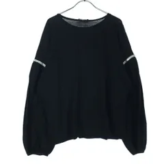 ZARA ザラ ラインストーン 長袖 Tシャツ L ブラック 袖ボリューム ロンT レディース 古着