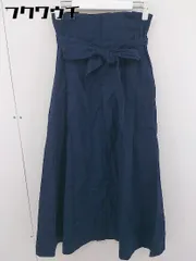◇ ◎ nano universe ナノ ユニバース ベルト付 ロング フレア スカート サイズF ネイビー レディース  【中古】 【1202100005100】