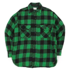 タウンクラフト TOWNCRAFT 60s 60年代 ブロックチェック柄 マチ付き ウールシャツ USA アメリカ ヴィンテージ 古着 メンズ シャツ グリーン ブラック M【中古】