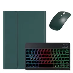 【数量限定】分離式 可愛い お洒落 7カラーバックライト付き アイパッド キーボードケース 第6/5/4/3世代 12.9 キーボードカバー Pro iPad / 2024 女性 M2 13インチ Air 2025/ レディース深緑+黒 M3 iPadAir1のサムネイル