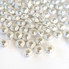 【 50個 】 ホワイトシルバー 双円錐形 シルバー スペーサー