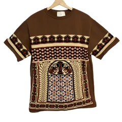 TAN(タン) 半袖カットソー サイズF レディース - ブラウン×マルチ クルーネック