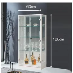 《新品・送料無料》ガラスコレクションケース ハイタイプ 浅型　ホワイト 新品・送料無料》ガラスコレクションケース ハイタイプ 浅型ホワイト