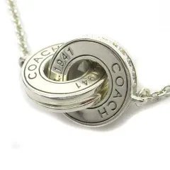 コーチ COACH ネックレス ペンダント インターロッキング オープン サークル ラインストーン 925 シルバー 40cm