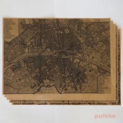 紙製ブックカバー　パリ古地図（モノクロ）　A3判
