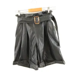 レトロガール RETRO GIRL ショートパンツ ハイウエスト 合成皮革 黒 F *A330