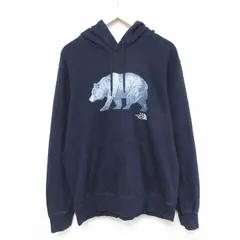 L/古着 ノースフェイス THE NORTH FACE 長袖 スウェット パーカー メンズ クマ 紺 ネイビー 25apr16 中古 スエット トレーナー トップス