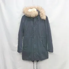 ◇ ⊆ NATURAL BEAUTY BASIC チャイニーズラクーンファー 長袖 コート サイズL ネイビー系 レディース E  【1504210000151】