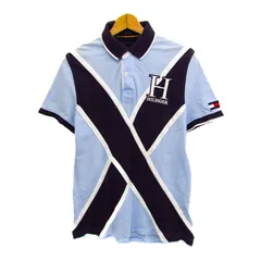 トミーヒルフィガー ポロシャツ 半袖 トップス メンズ Mサイズ ブルー×ネイビー TOMMY HILFIGER 【中古】