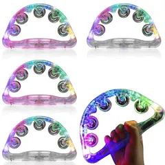 【4個セット】LED タンバリン 光る フラッシュ点滅 カラオケ イベント盛り上げグッズ 応援太鼓 鈴入り 打楽器 パーティー用