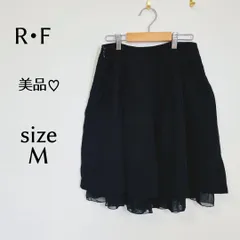 【美品】アールエフ ひざ丈 M スカート 黒 フレアー フリル シワになりにくい  R・F ブラックのサムネイル