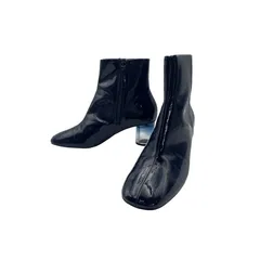 ZARA BASIC ザラ ベーシック エナメル ブーツ 38 ネイビー 靴 シューズ レディース ショート ジップ 中古 ４のサムネイル