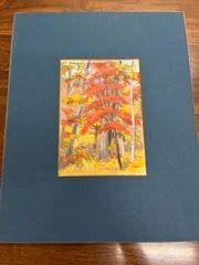 絵　油彩画　紅葉の絵