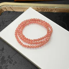夢色 EU製★インカローズ★3本巻きブレス パワーストーン 原石 天然石 高級 プレゼント1 バラ色 プレゼント1 約4.8-5.1mm ZB9330