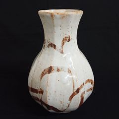 花瓶 フラワースタンド 花器 一輪挿し インテリア 白色×茶色 陶器製 A2YY7-6