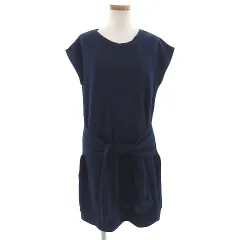 イーハイフンワールドギャラリー E HYPHEN WORLD GALLERY ワンピース ひざ丈 ノースリーブ ネイビー 紺 F