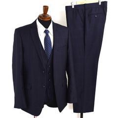 5XG083】renoma HOMME 3ピース 2つボタン シングルスーツ L AB6 ダークネイビー ウインドペン ノータック 極 定番 174011-88 合物 春秋 【中古】【メンズビジネス】202507
