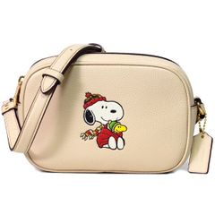 コーチ バッグ スヌーピー COACH ぺブルレザー ピーナッツ コラボ スヌーピー ウッドストック カメラバッグ クロスボディー ショルダーバッグ アイボリー CF249
