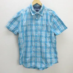 G■トミーヒルフィガー/TOMMYHILFIGER 半袖シャツ/チェック柄【XL】赤系/men's/97【中古】■