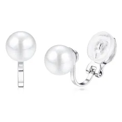 【人気商品】非ピアス真珠イヤークリップジュエリー ロングダングルパールドロップピアス 14Kゴールドは、女性の女の子のための真珠のイヤリングクリップをメッキ JeryWe