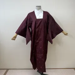 雨コート　着物　羽織　道行　紫　水玉　リサイクル着物　c-657