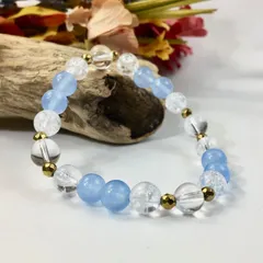 水晶×クラック水晶×ジェイド(シーブルー) パワーストーン ブレスレット 8mm レディース 女性  数珠ブレス 開運 プレゼント ギフト  [q]
