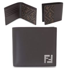 フェンディ 折財布 メンズ 二つ折り財布 コンパクト財布 小銭入れなし FFスクエア エバノ チャコールグレー FENDI 7M0356 AFF2 F1Q1C