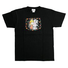 水森亜土 ウサギ＆ガール 半袖Tシャツ(M) ブラック アパレル