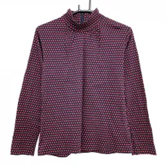 アディダス 長袖ハイネックシャツ ネイビー×レッド ドット 袖ロゴ刺しゅう  レディース OT/XG ゴルフウェア adidas