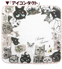 【シャトン】（タオルハンカチ「猫」　アイコンタクト　綿100%