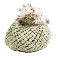 ユナイテッドアローズ UNITED ARROWS 美品 ニット ベレー帽 帽子 ポンポン 編み込み ベージュ ■GY14