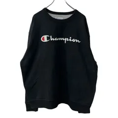 Champion ロゴスウェット トレーナー 2XL ブラック チャンピオン ビッグサイズ プリント カットソー 古着卸 アメリカ仕入 a709-5826