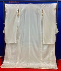 used　正絹　掛下　生成り　サヤ柄　白無垢　色打掛　花嫁様　婚礼　着付練習　舞台　イベント