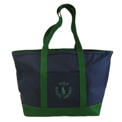 POLO RALPH LAUREN ポロラルフローレン ショルダートートバッグ ◆新品◆ コットンキャンバス ネイビー×グリーン RL-563のサムネイル