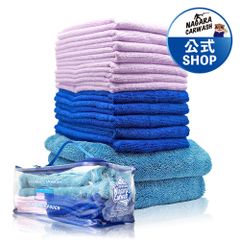 【ながら洗車】マイクロファイバーポーチ セット『 拭き上げをデザインする 』Micro Fiber Pouch set 洗車 タオル 中判タオル2枚 マイクロファイバークロス 12枚 ガラス用タオル1枚 マイクロファイバーポーチセット