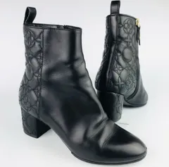 美品★LOUIS VUITTON・ルイヴィトン レディース レザー モノグラム柄刺繍 チャンキーヒール ショートブーツ(34.5)イタリア製 レディースブーツ 秋冬物 ブーティ レディース靴 ブラック