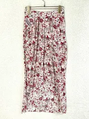 未使用 ISABEL MARANT  イザベルマラン 36 ホワイト×レッド シルク小花総柄プリーツロングスカートのサムネイル